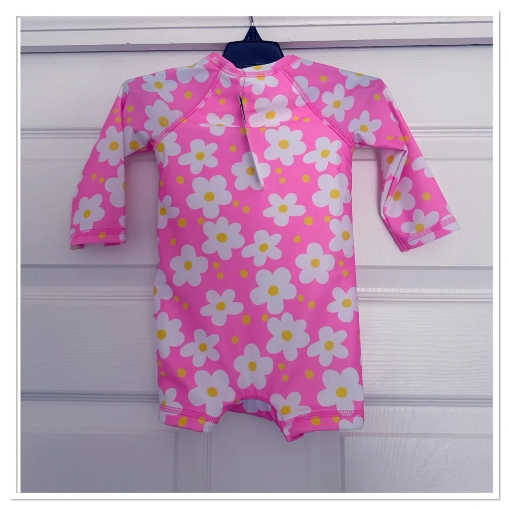 Girl’s Long Sleeve Rash Guard Swimsuit Pink Floral Cat & Jack